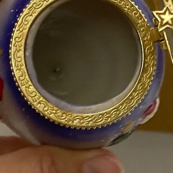 Santa Claus Christmas Tree Trinket Ball Box Porcelain Ornament Multicolor - Picture 8 of 9